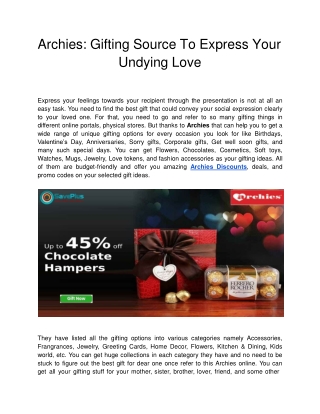 Archies: Gifting Source To Express Your Undying Love