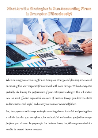 What Are the Strategies to Run Accounting Firms In Brampton Efficaciously?