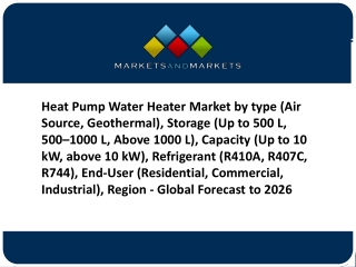 Outlook on the Heat Pump Water Heater Market to 2026 - Opportunity Analysis and Industry Forecasts