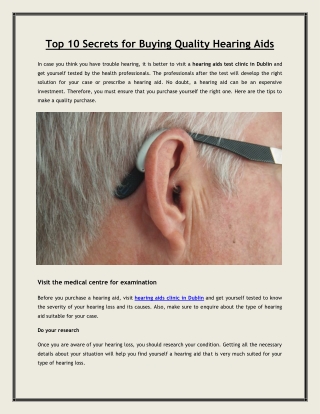 Top 10 Secrets for Buying Quality Hearing Aids