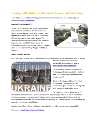 Catalog - Affordable Prefabricated Houses - A-Fold Houses