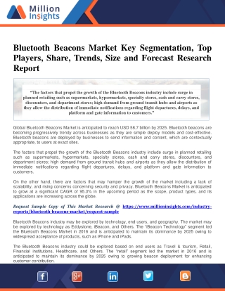 Bluetooth Beacons Market Key Segmentation, Top Players, Share, Trends, Size and Forecast Research Report