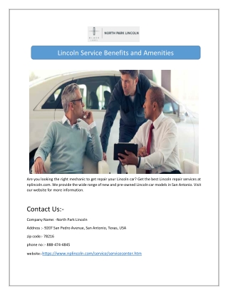 Lincoln Service Benefits and Amenities