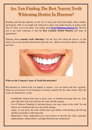 Are You Finding The Best Nearest Teeth Whitening Dentist In Houston?