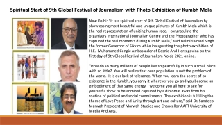Spiritual Start of 9th Global Festival of Journalism with Photo Exhibition of Kumbh Mela