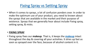 Fixing Spray vs Setting Spray