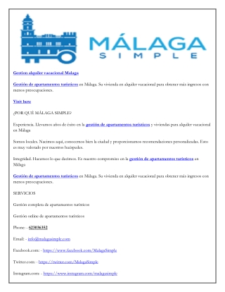 Gestion alquiler vacacional Malaga
