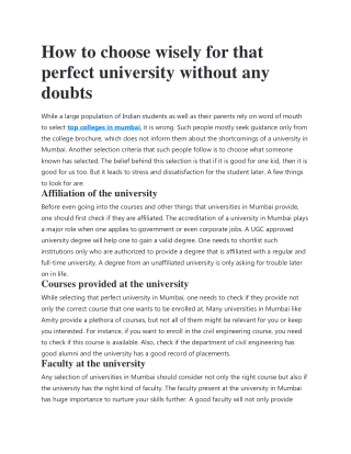 How to choose wisely for that perfect university without any doubts