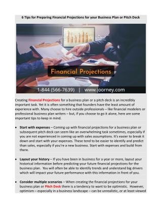 6 Tips for Preparing Financial Projections for your Business Plan or Pitch Deck