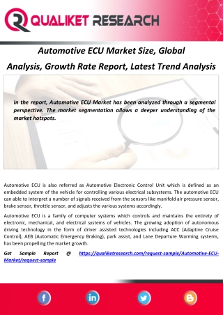 Automotive ECU Market Size, Global Analysis, Growth Rate Report, Latest Trend Analysis