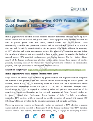 Global Human Papillomavirus (HPV) Vaccine Market Could Exceed $ Billion By 2027