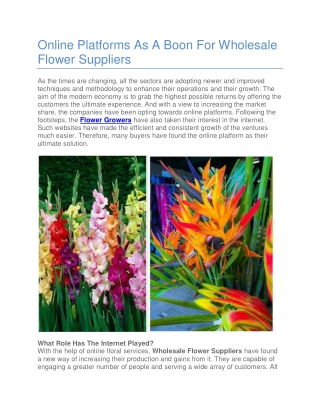 Online Platforms As A Boon For Wholesale Flower Suppliers