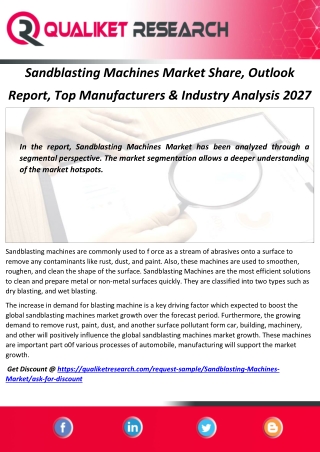 Sandblasting Machines Market Share, Outlook Report, Top Manufacturers & Industry Analysis 2027