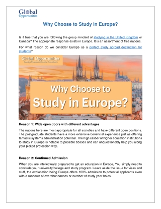 Why Choose to Study in Europe?
