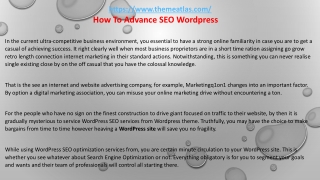 How To Advance SEO Wordpress