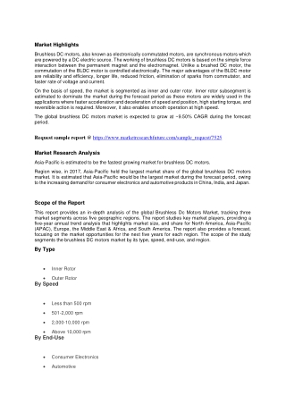 Brushless DC Motors Market Research Report â€“ Global Forecast till 2023