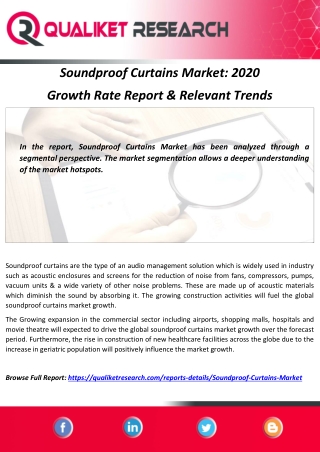 Soundproof Curtains Market: 2020 Growth Rate Report & Relevant Trends