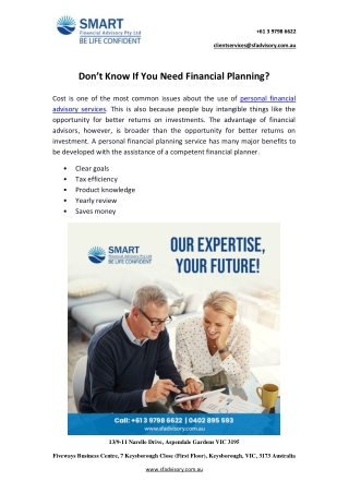 Don’t know if you need financial planning?