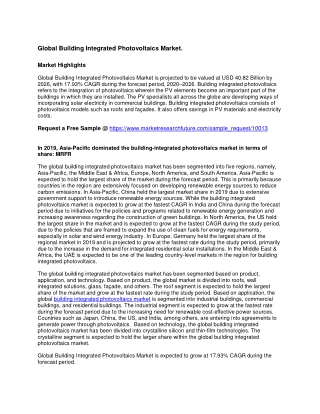 Building Integrated Photovoltaics Market Research Report - Global Forecast till 2026