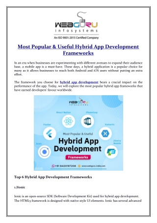 Most Popular & Useful Hybrid App Development Frameworks