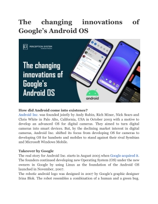 The changing innovations of Google’s Android OS