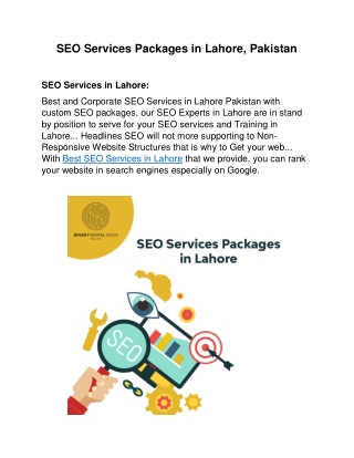 SEO Services Packages in Lahore, Pakistan