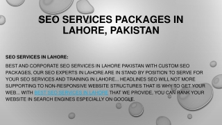 SEO Services Packages in Lahore, Pakistan