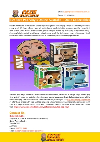 Buy Rare Pop Vinyls Australia-Ozzie Collectables