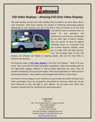 LED Video Displays – Amazing Full Color Video Displays