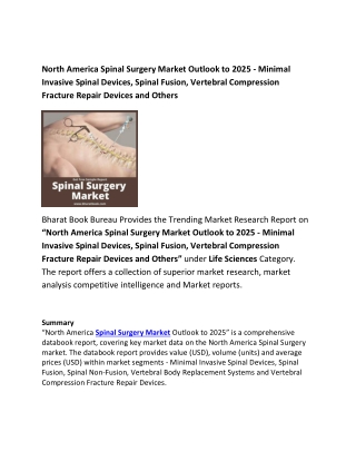 North America Spinal Surgery Market Outlook to 2025 Forecast