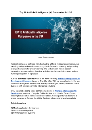 Top 10 Artificial Intelligence (AI) Companies in USA