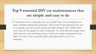 Top 9 essential DIY car maintenances that are simple and easy to do