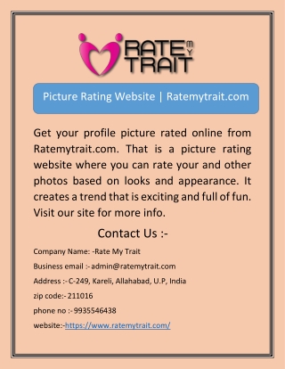 Picture Rating Website | Ratemytrait.com