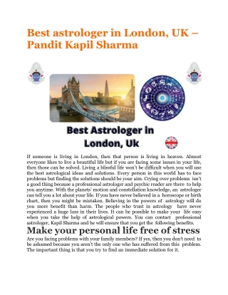 Best astrologer in London, UK – Pandit Kapil Sharma