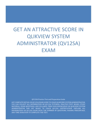 Get An Attractive Score in QlikView System Administrator (QV12SA) Exam