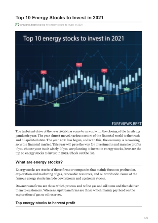 Top 10 Energy Stocks to Invest in 2021