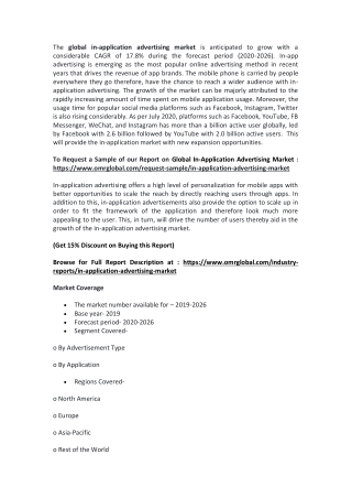 Global In-Application Advertising Market : 2019 Analysis Report, Share, Trends, Overview 2019-2025