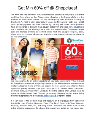 Get Min 60% off @ Shopclues!