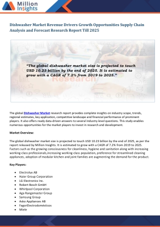 Dishwasher Market
