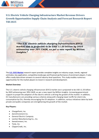 U.S. Electric Vehicle Charging Infrastructure Market