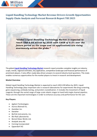 Liquid Handling Technology Market