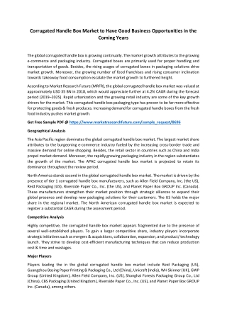 Corrugated Handle Box Market Progresses for Huge Profits To 2025