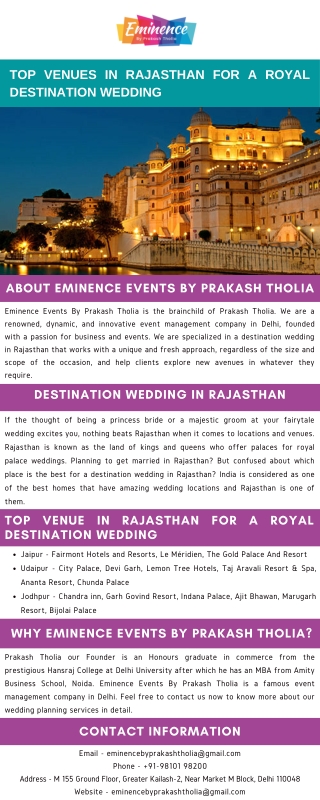 Top Venues in Rajasthan for a Royal Destination Wedding