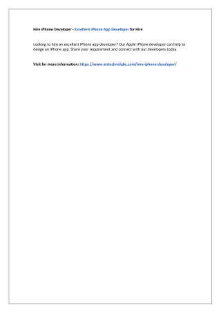 Hire iPhone Developer - Excellent iPhone App Developer for Hire