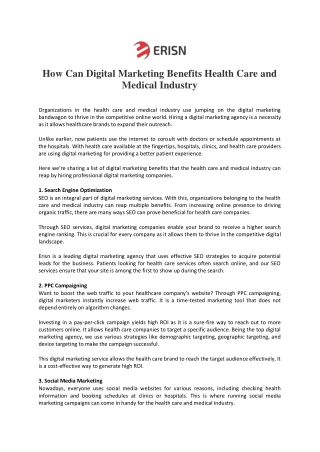 How Can Digital Marketing Benefits Health Care and Medical Industry