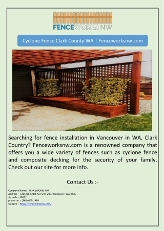 Cyclone Fence Clark County WA | Fenceworksnw.com