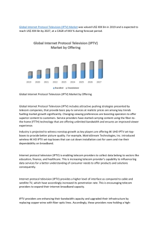 Global Internet Protocol Television (IPTV) Market – Industry Analysis and Forecast 2020-2027