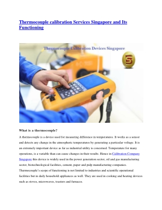 The Thermocouple Calibration Services Singapore