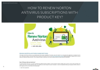HOW TO RENEW NORTON ANTIVIRUS SUBSCRIPTIONS WITH PRODUCT KEY