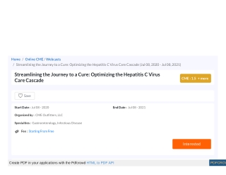 Streamlining the Journey to a Cure: Optimizing the Hepatitis C Virus Care Cascade | Register for Hepatitis C Virus Treat